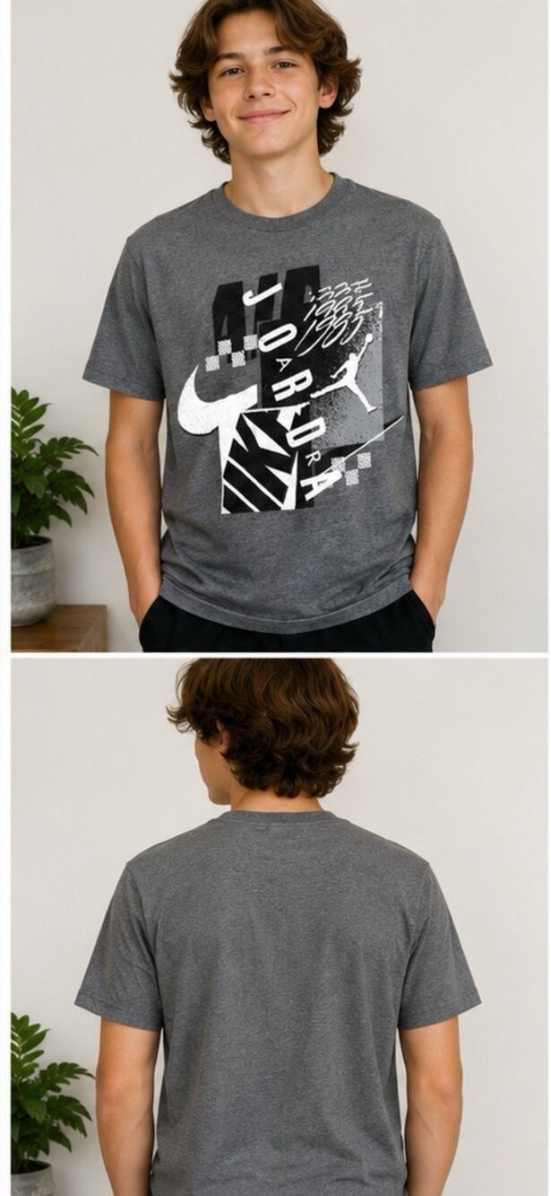 Jordan Nike Air Graphic T-Shirt Boys Youth XL Gray Jumpman Basketball